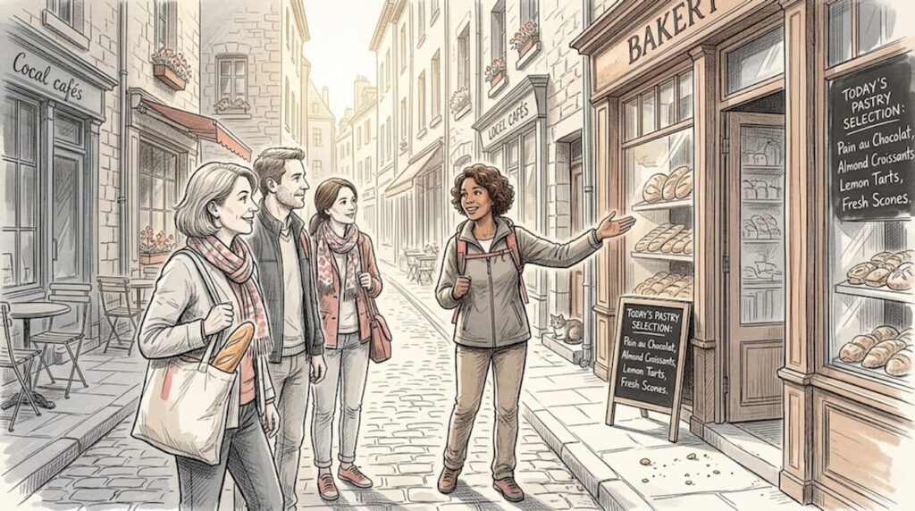 Guide leading group on private city food tour